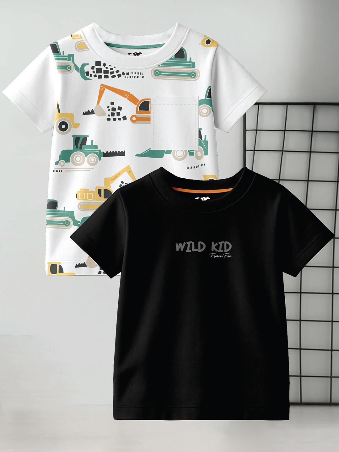 FROSEN FOX Boys Pack Of 2 Pure Cotton T-shirt