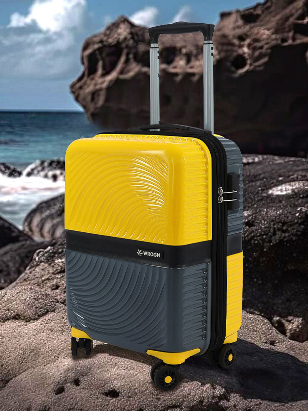 WROGN Textured Colorblocked Hard-Sided Cabin Trolley Bag