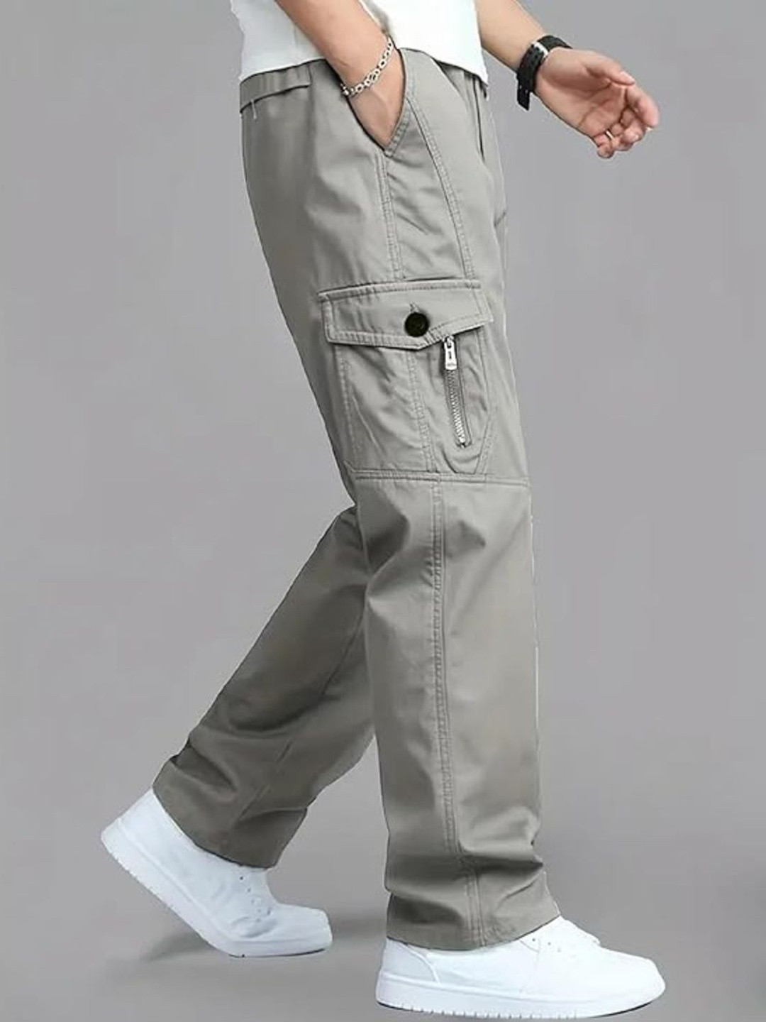 Dwiden Men Loose Fit Easy Wash Cargos Trousers