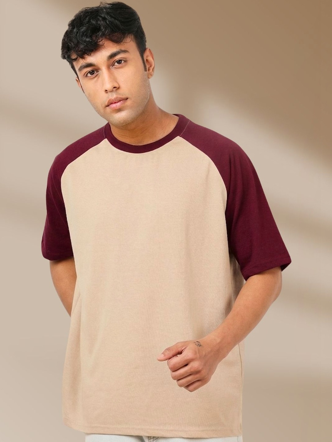 Cool Plus Men Solid Round Neck Raglan Sleeves T-shirts