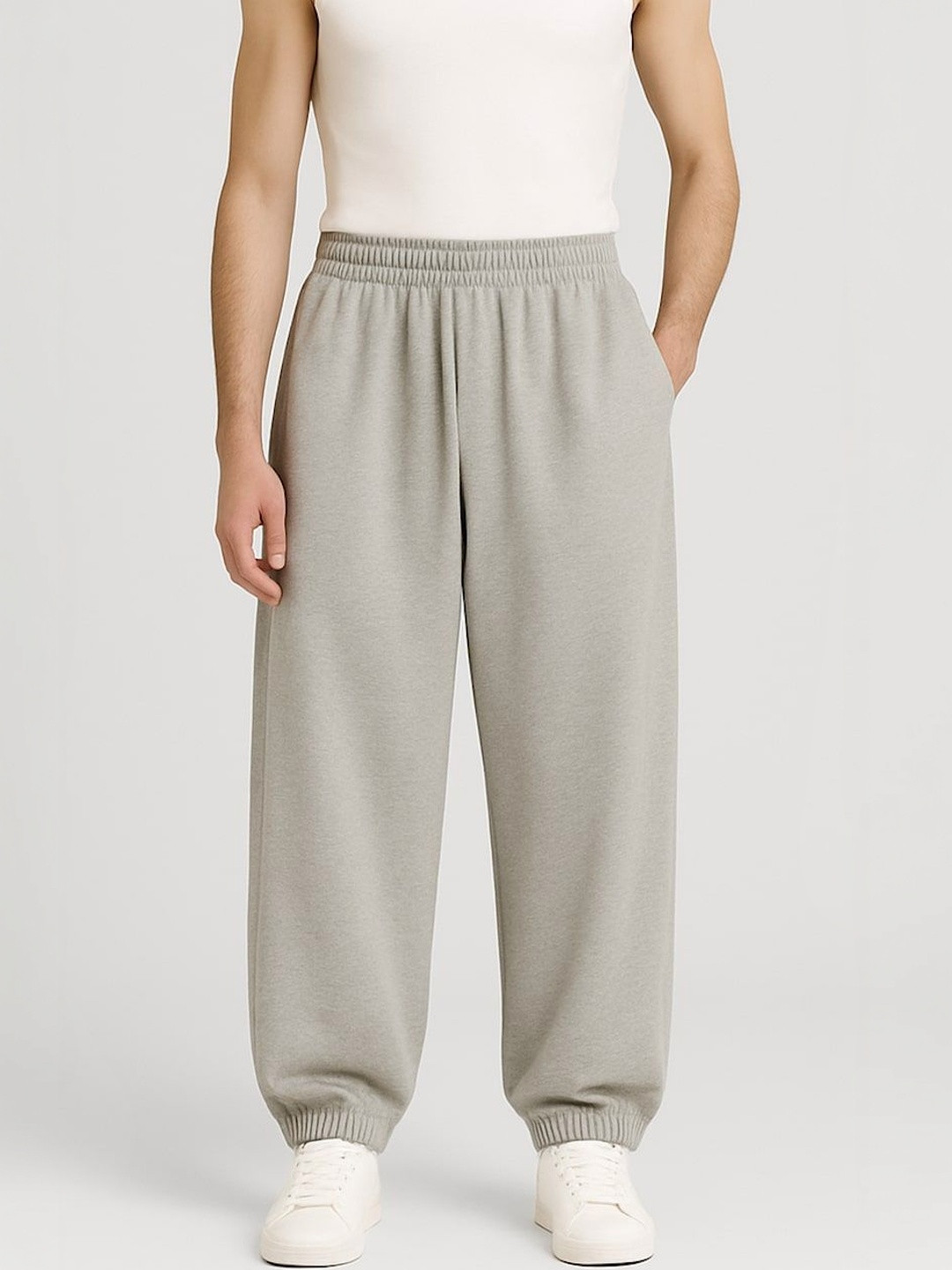 Raxedo Men Relaxed Fit Cotton Jogger Elastic Waist Casual Activewear Trousers