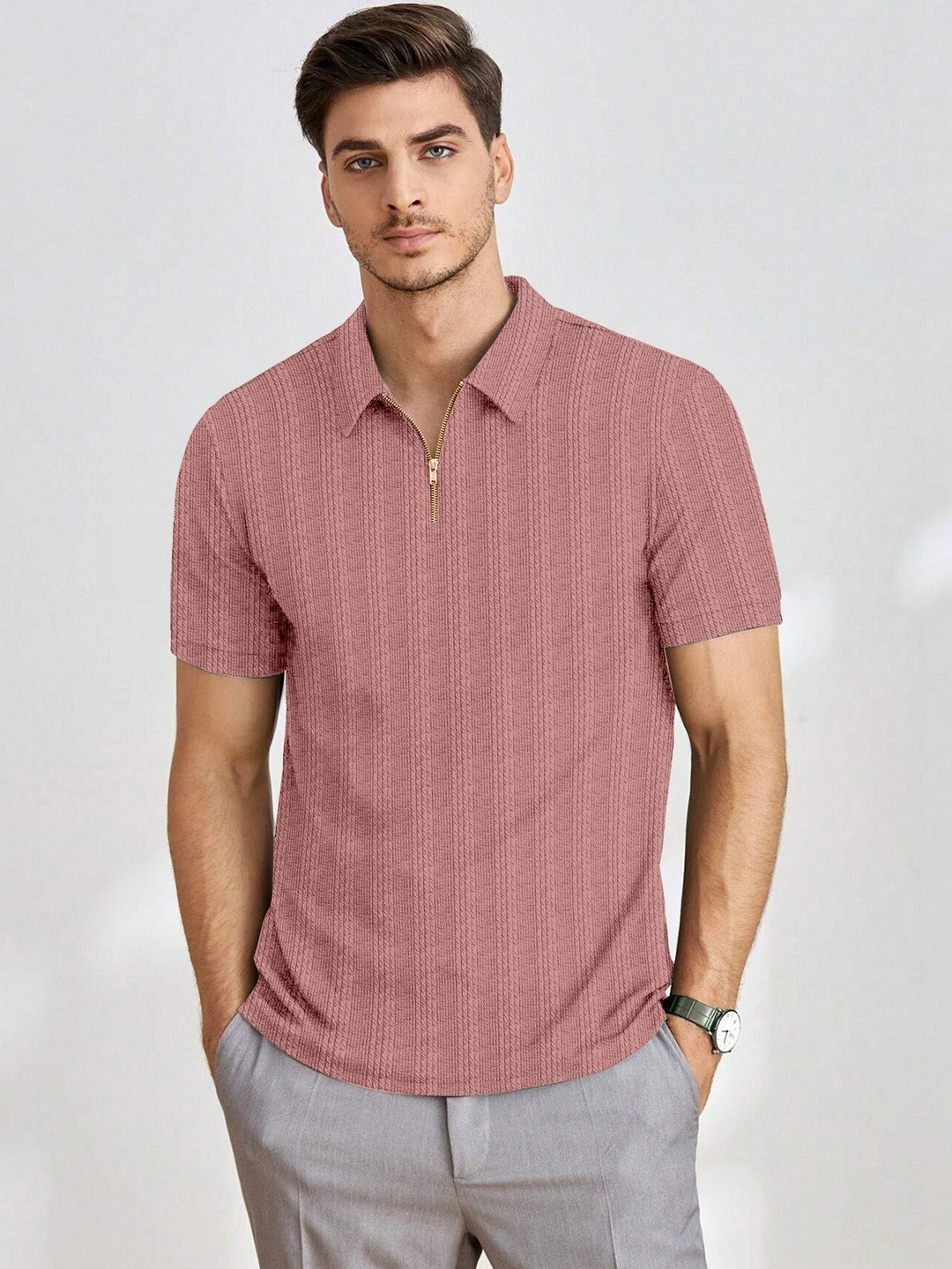 CHROVEL Men Polo Collar T-shirt