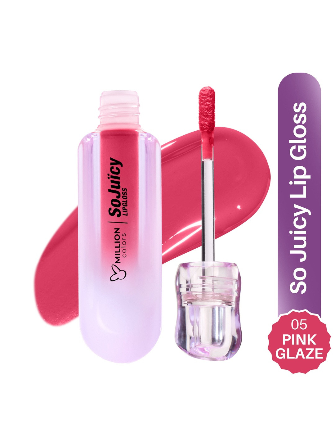 Million Colors So Juicy Lip Gloss Infused With Castor Oil - Pink Glaze - 2 ml