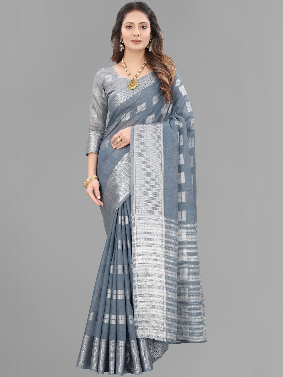 SATANI ENTERPRISE Floral Jute Cotton Banarasi Saree