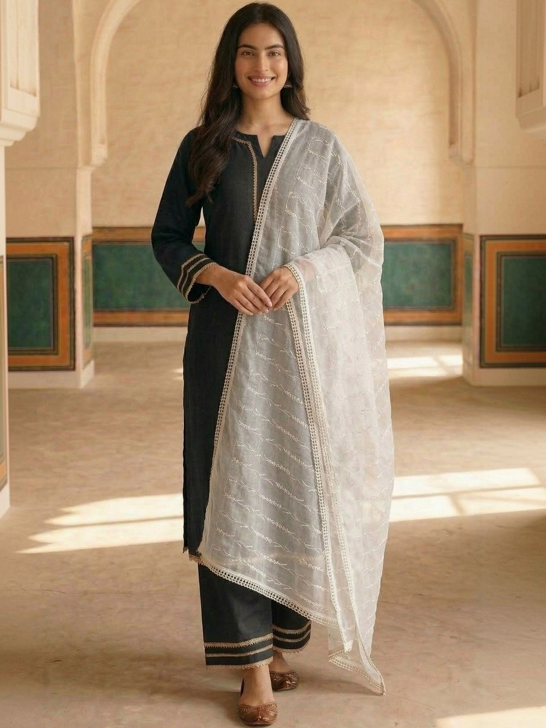 Zamour Embroidered Pure Cotton Dupatta