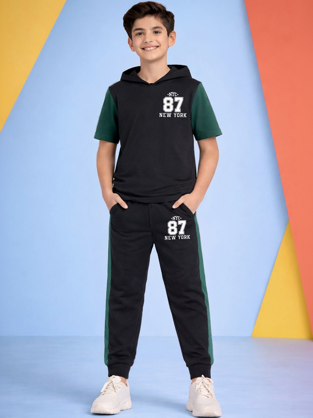 YK X Trampoline Boys Printed T-shirt And Joggers