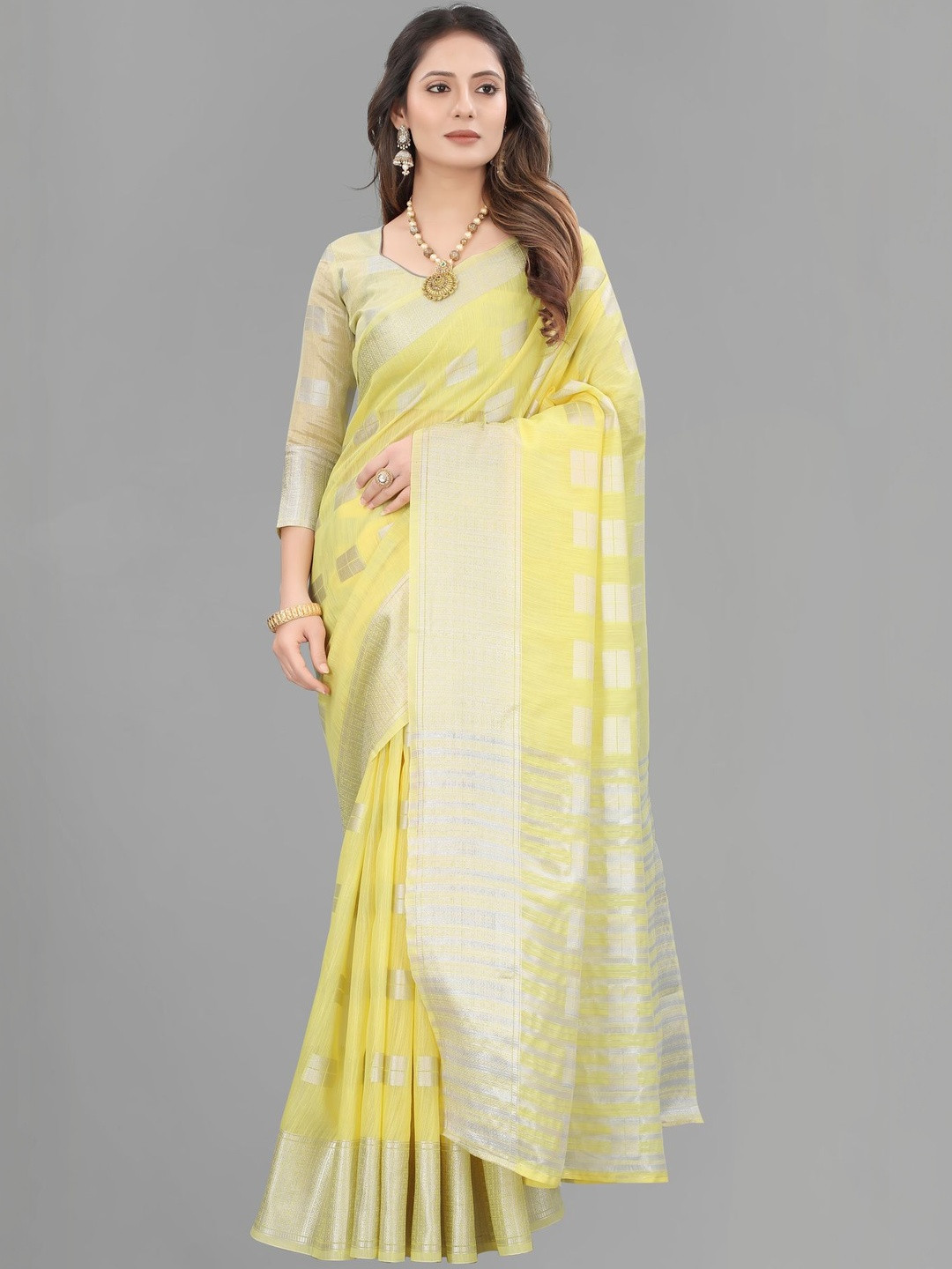 SATANI ENTERPRISE Floral Jute Cotton Banarasi Saree
