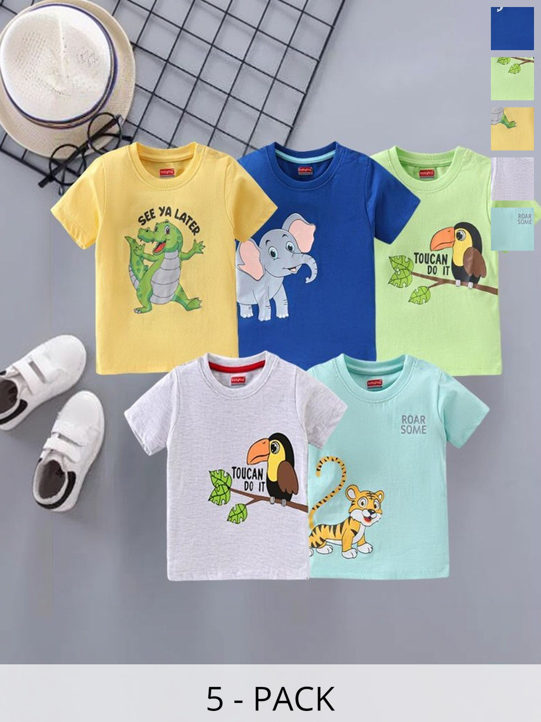Shakubhar Unisex Kids Blue Cotton Tshirts