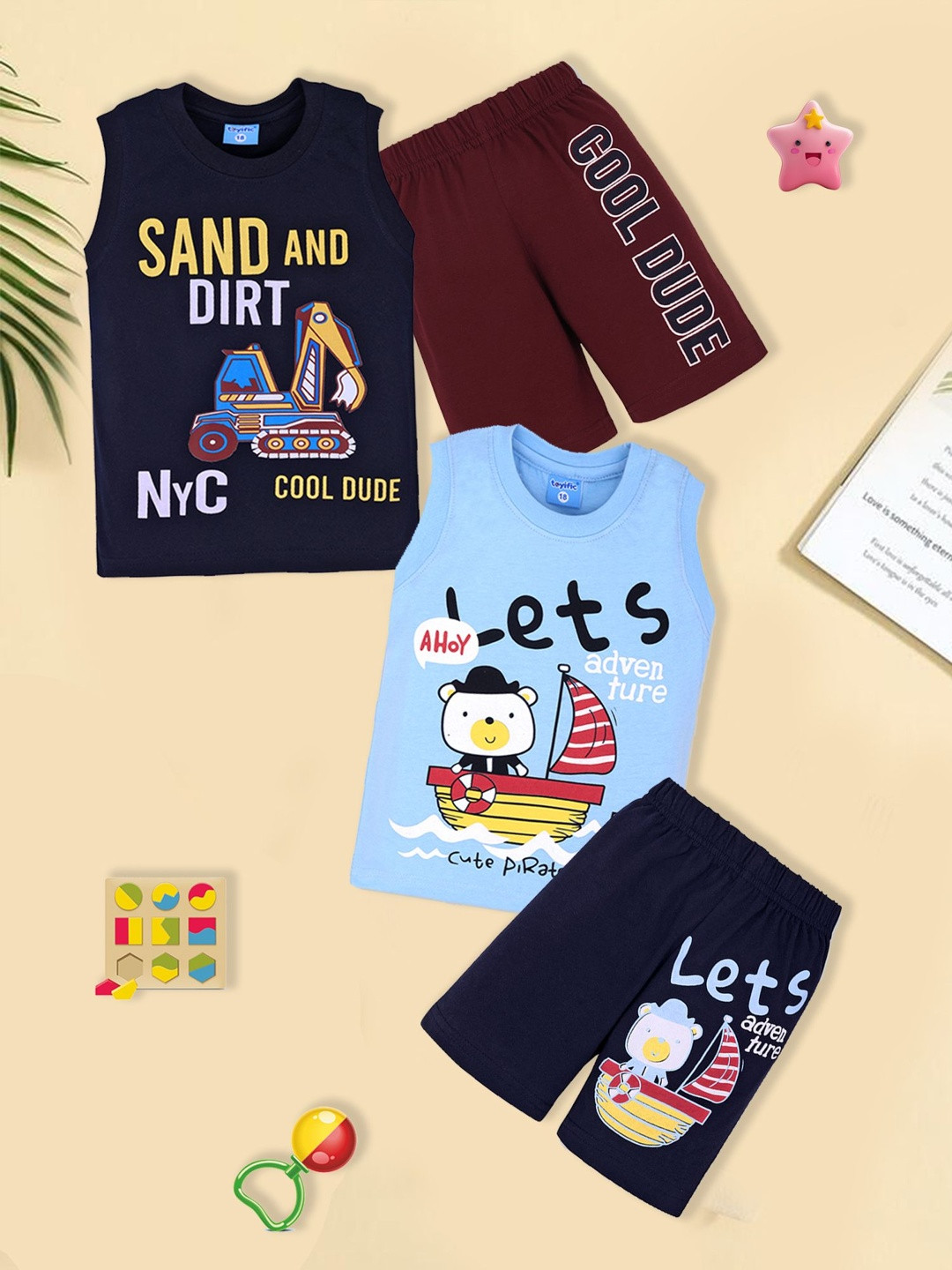 toyific Unisex Kids Printed T-shirt with Shorts