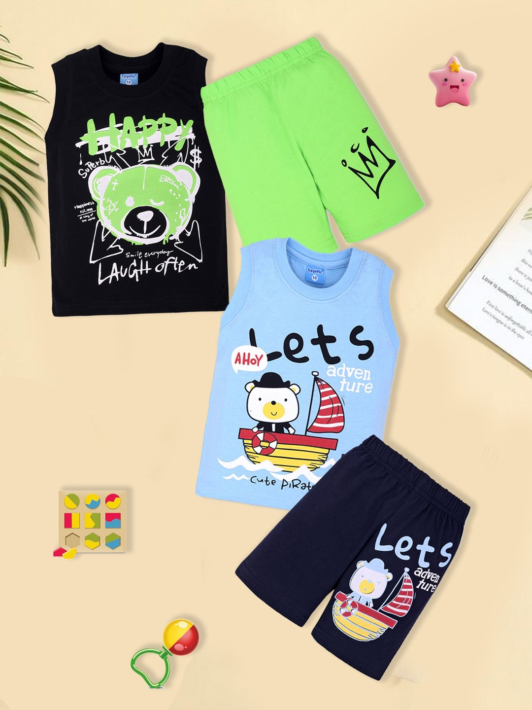 toyific Unisex Kids Printed T-shirt with Shorts