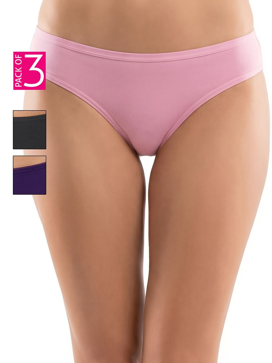 Clovia Women Pack of 3 Anti Bacterial Cotton Bikini