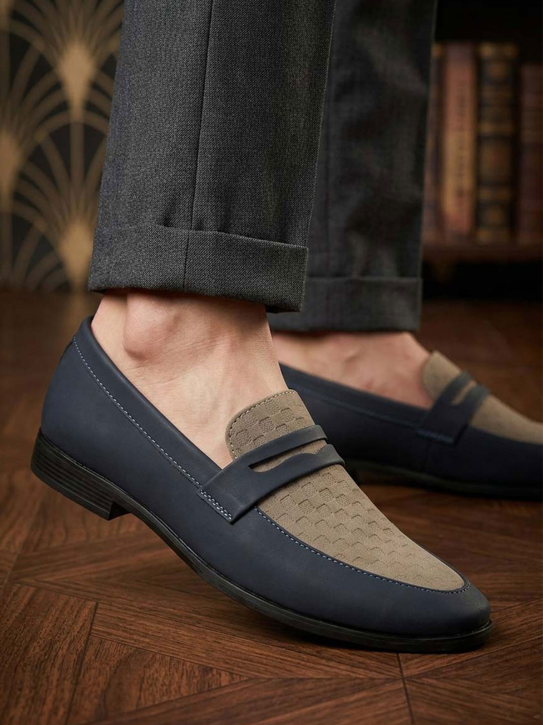 HERE&NOW Men Round Toe Slip-On Loafers Formal Shoes