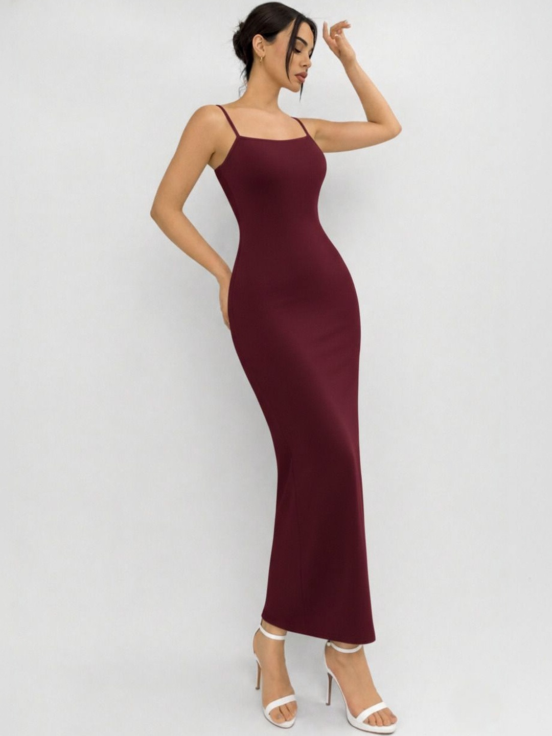 Fabverse Shoulder Straps Sleeveless Bodycon Maxi Dress
