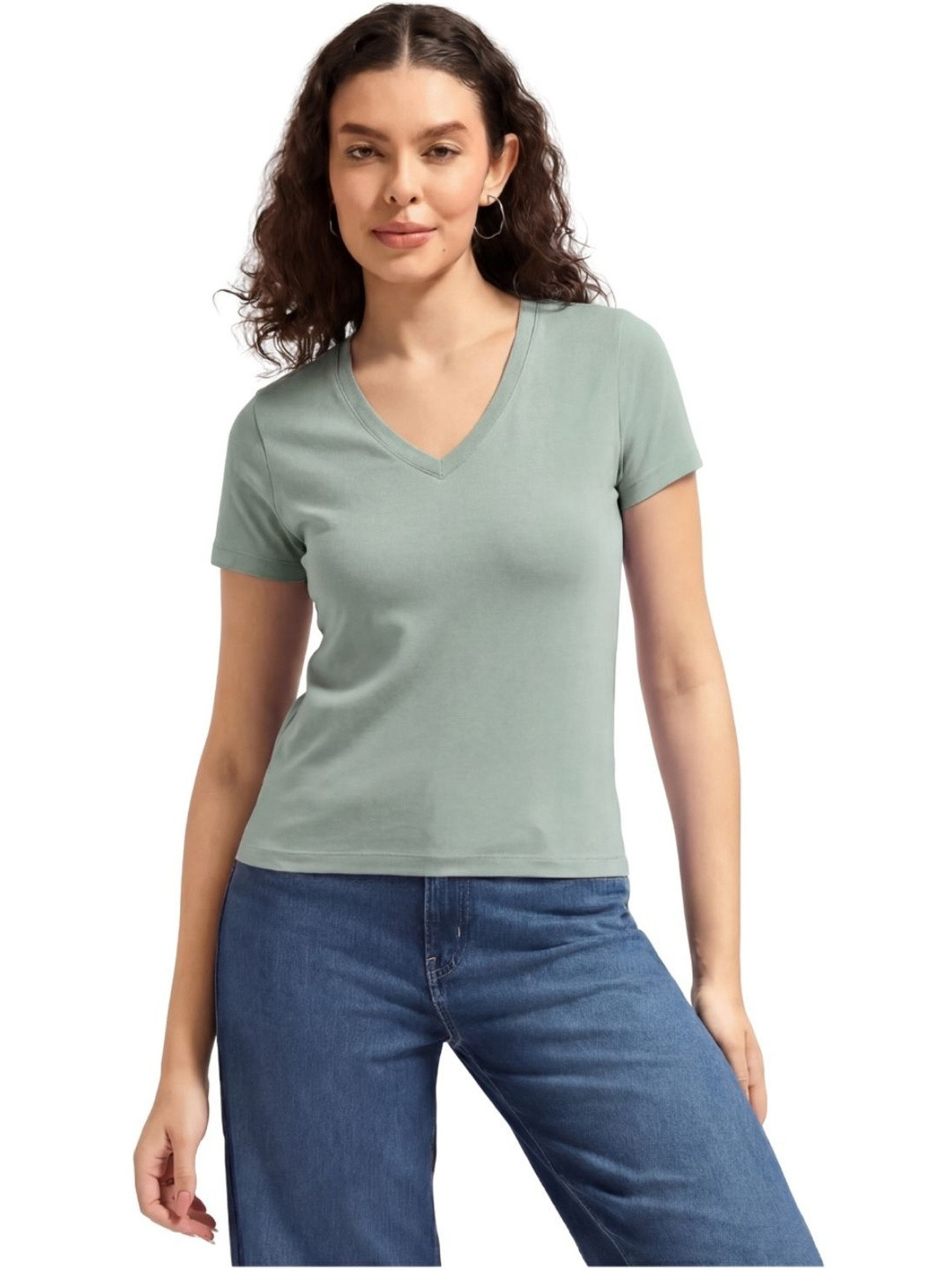 Wellbi Women Bamboo-Cotton V-Neck Soft Breathable UV Protection Odour Control Tee