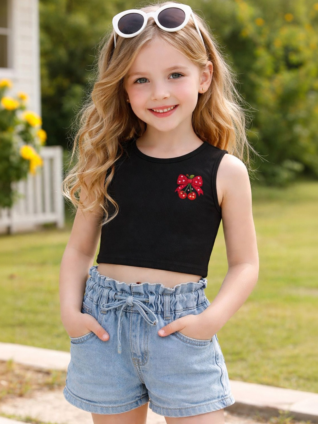 BAESD Kids Cartoon Print Crop Tops