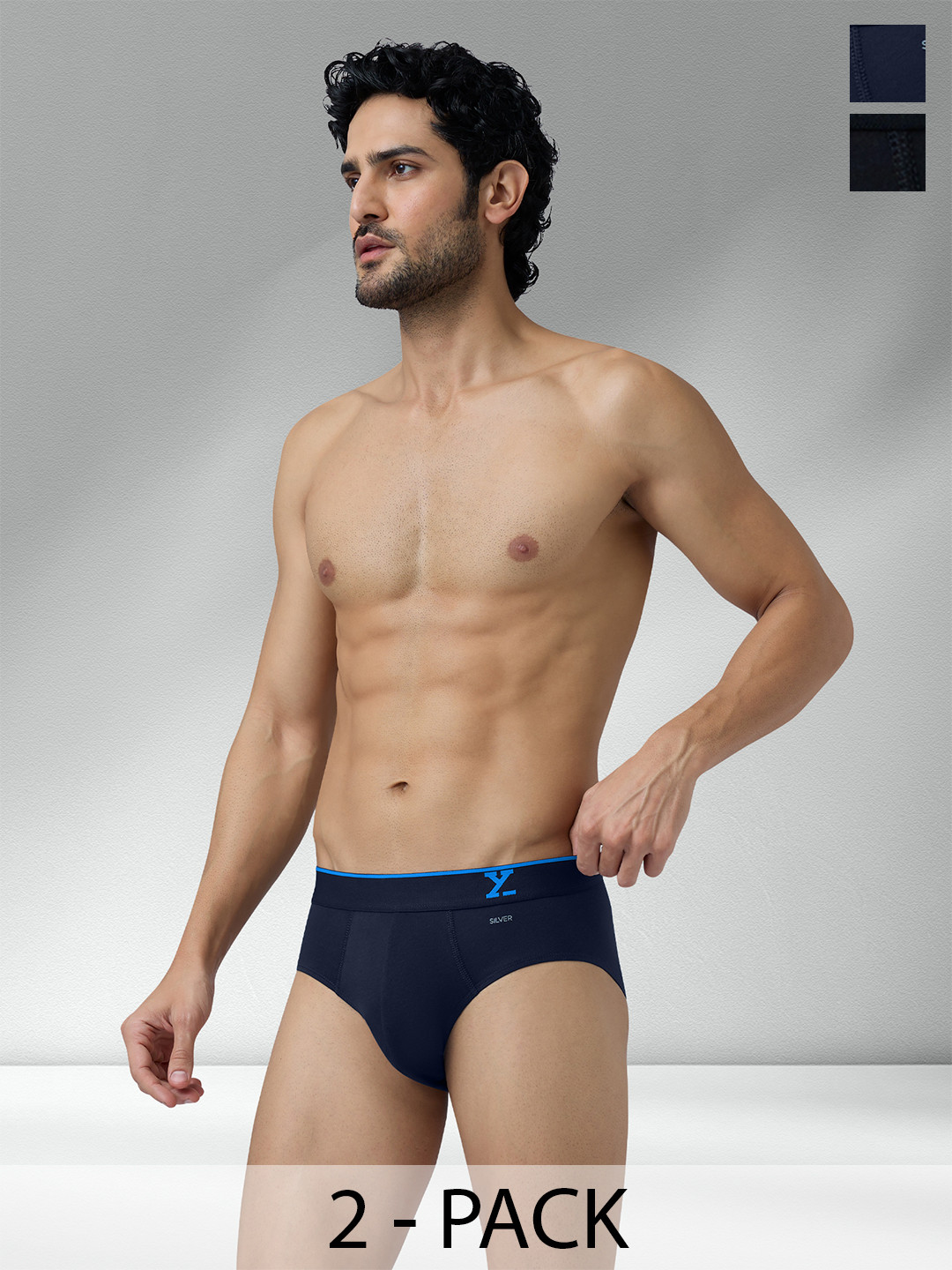 XYXX Men Pack of 2 Traq Silver Cotton Trunk Briefs