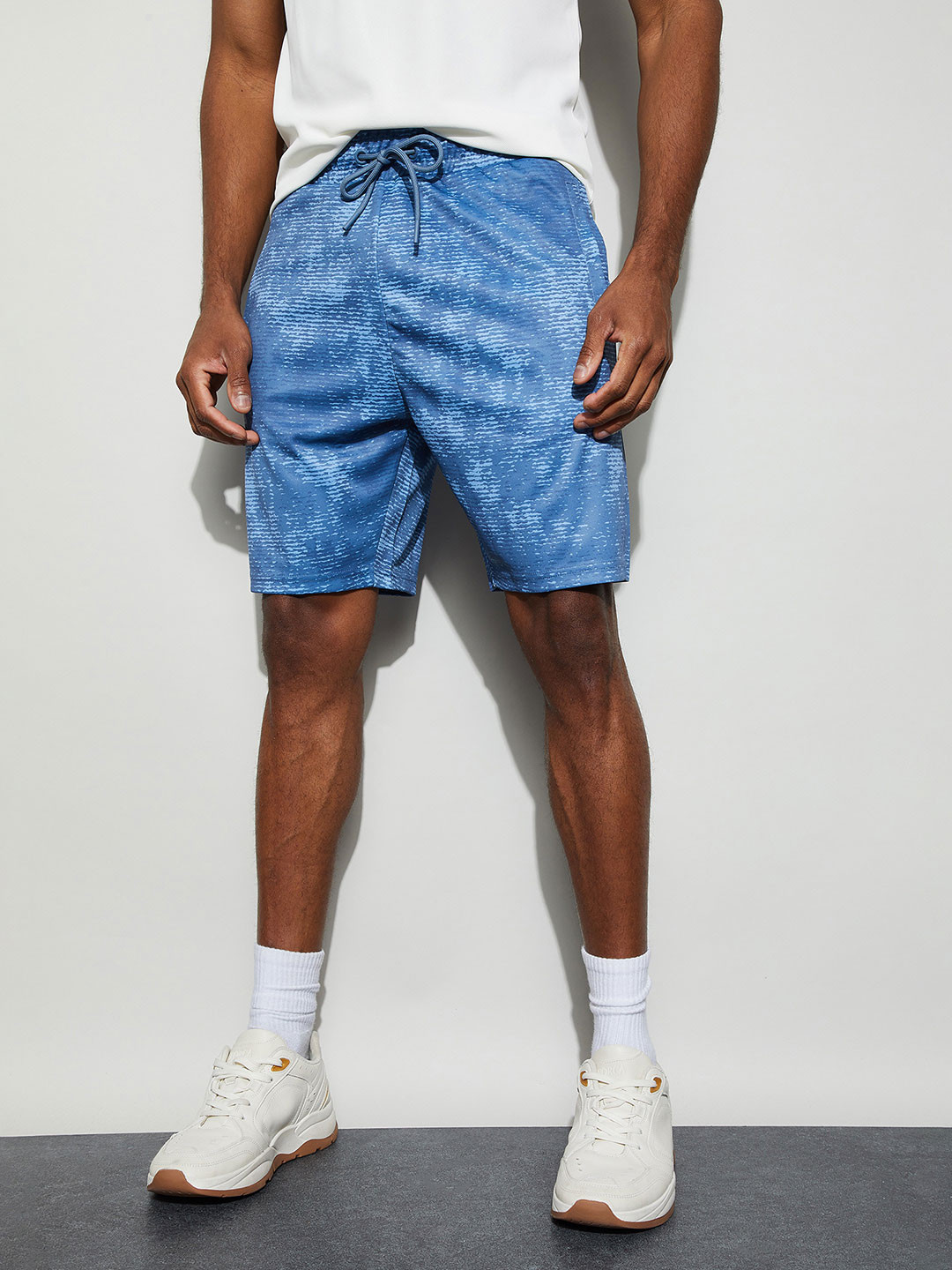 Kappa Men Blue Printed Polyester Regular Shorts