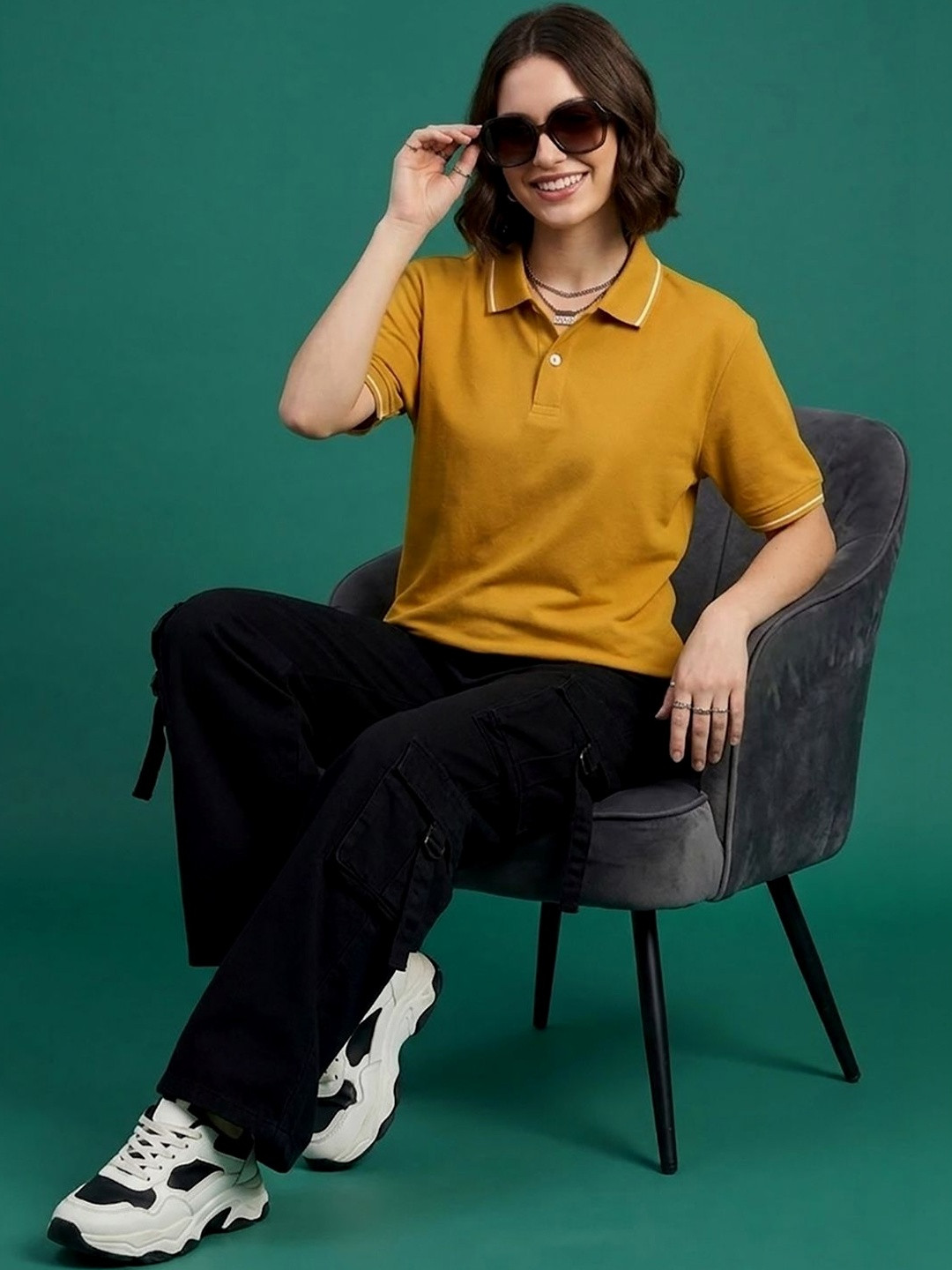 GENZA Women Polo Collar T-shirt
