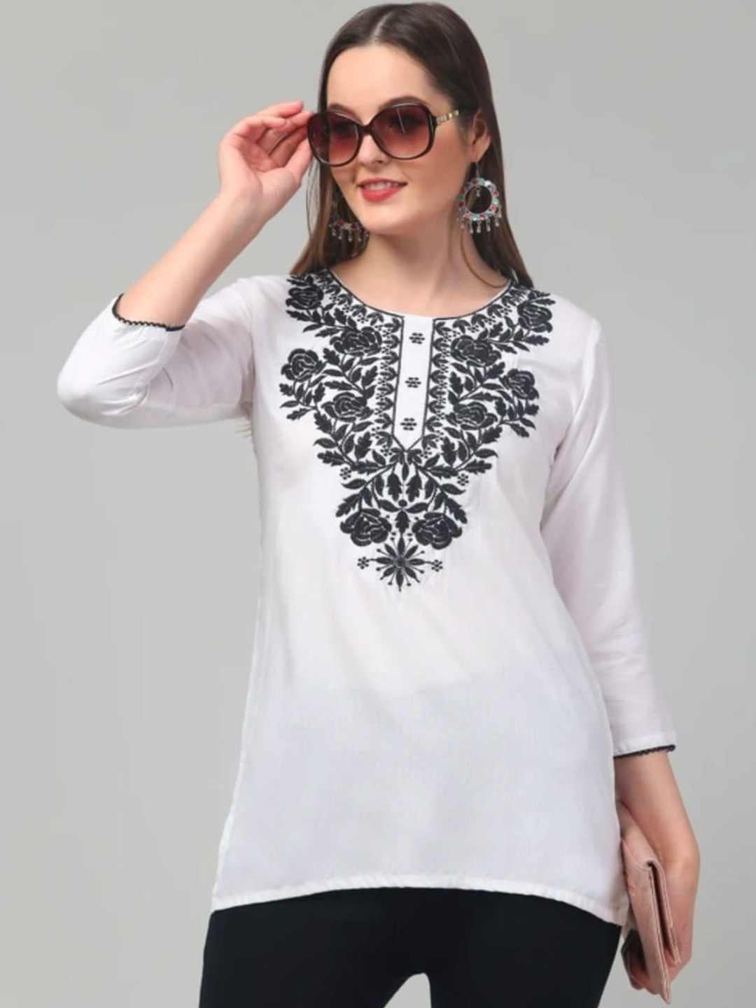 ILMA CREATION Embroidered Chikankari Chikankari Empire Kurti