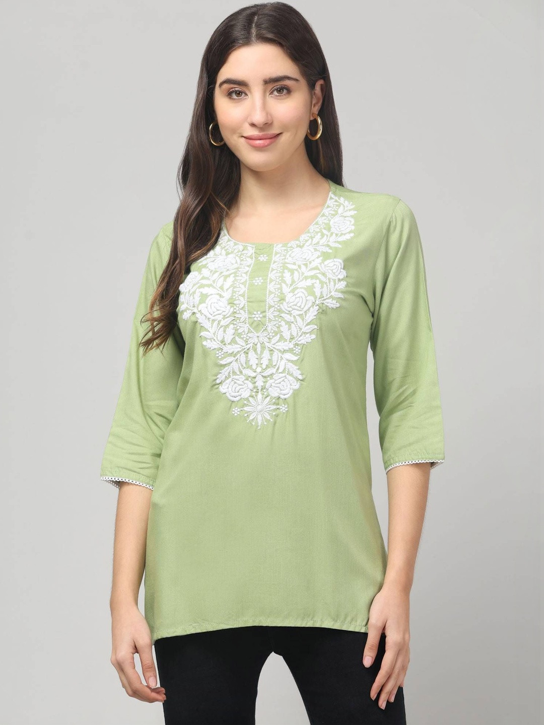 ILMA CREATION Embroidered Chikankari Chikankari Empire Kurti