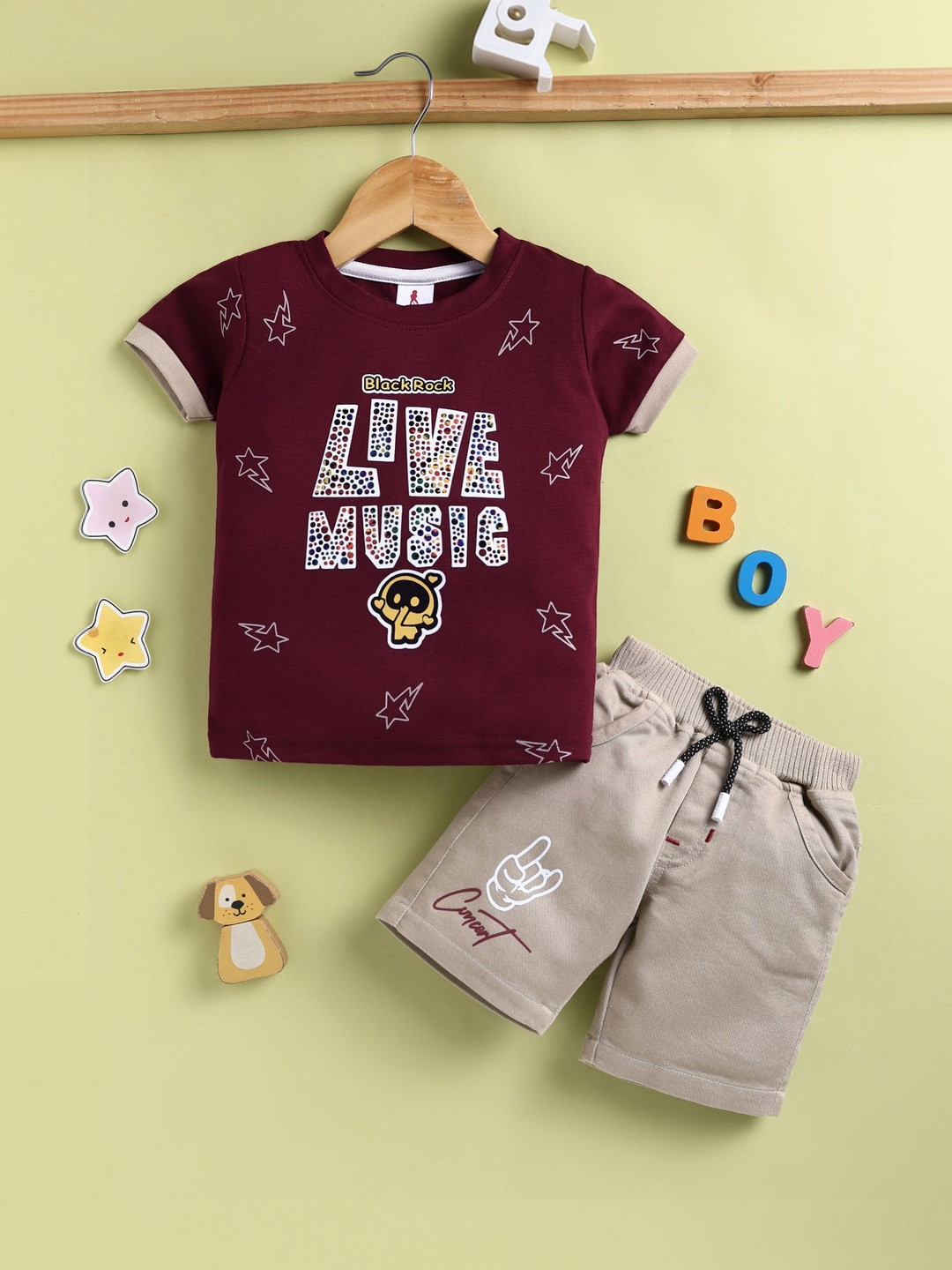 TODOS Boys Cotton Blend Printed T-shirt with Shorts