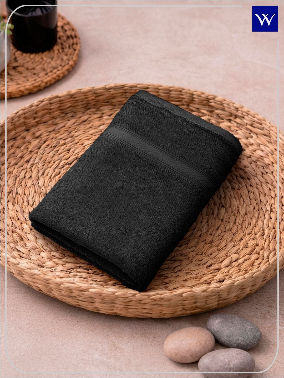 SPACES Black 1 Cotton 420 GSM Bath Towel
