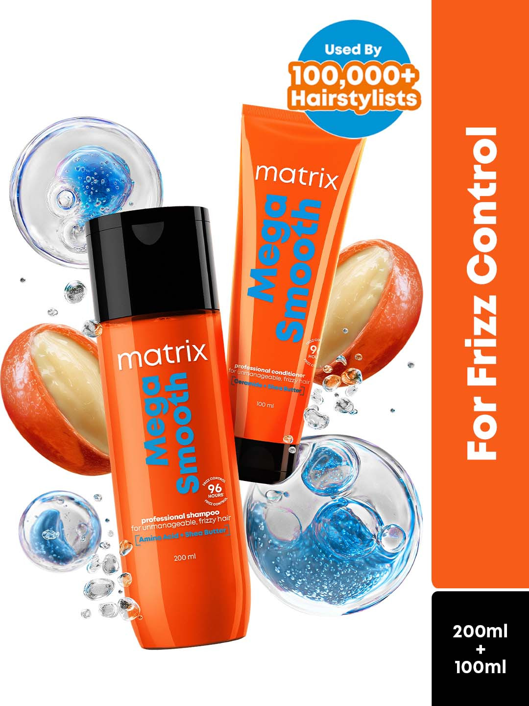 MATRIX Mega Smooth Anti-Frizz Shampoo & Conditioner Small Combo for 4-Days Frizz Control
