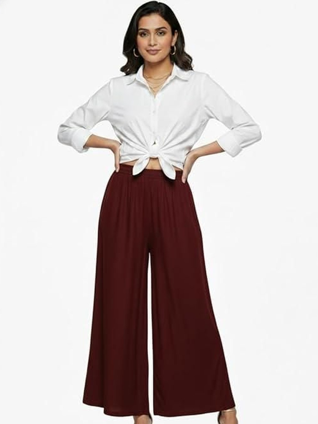Thrifty Thread Women Flared Knitted Liva Blend Ethnic Palazzos