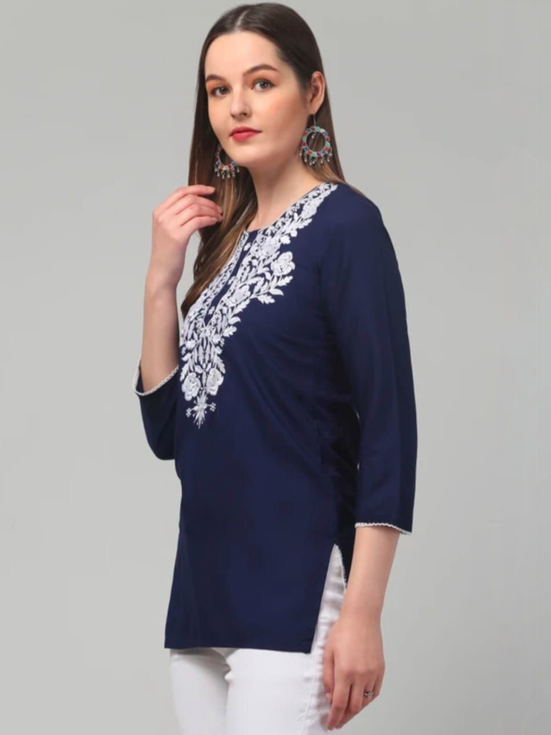 ILMA CREATION Embroidered Chikankari Chikankari Empire Kurti