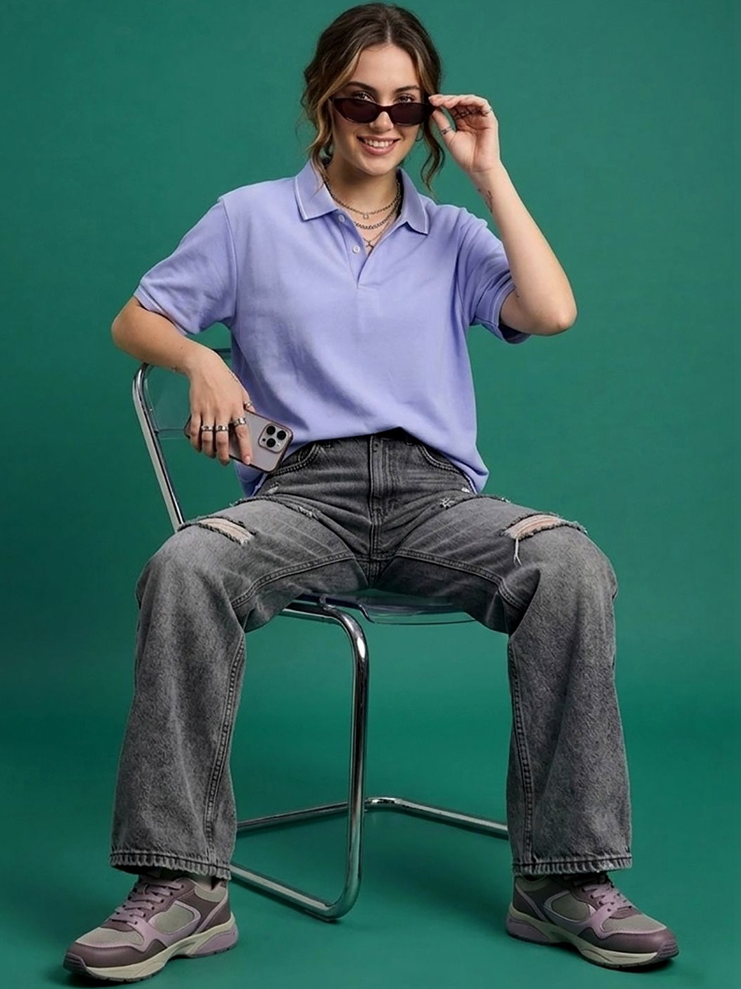 GENZA Women Polo Collar T-shirt