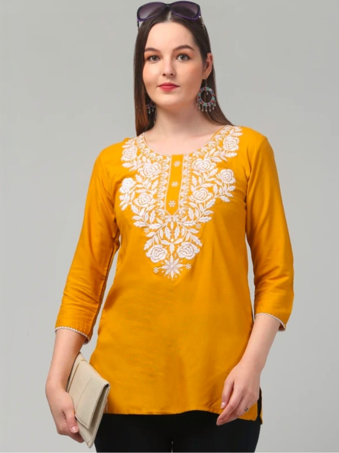 ILMA CREATION Embroidered Chikankari Chikankari Empire Kurti