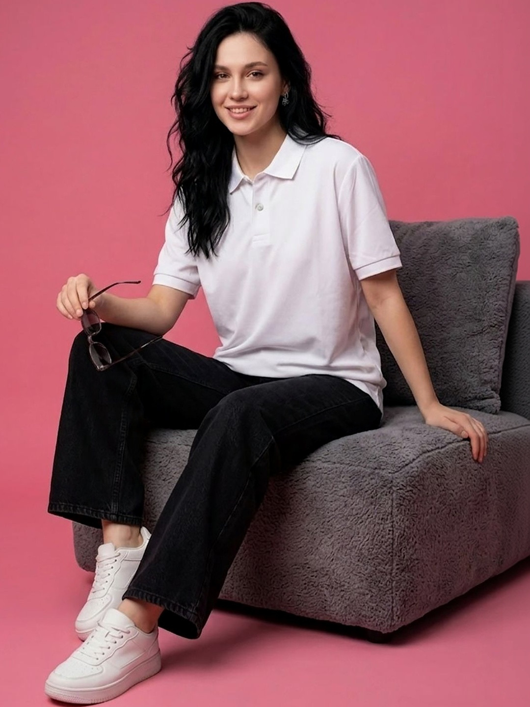 GENZA Women Polo Collar T-shirt