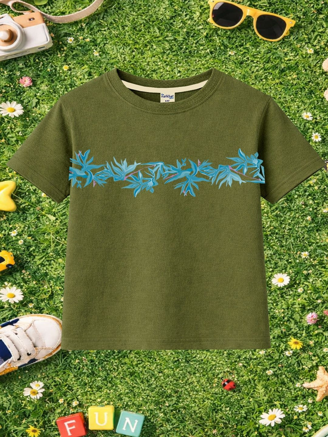 The Natkhat Tales Girls Printed Round Neck Cotton T-shirt