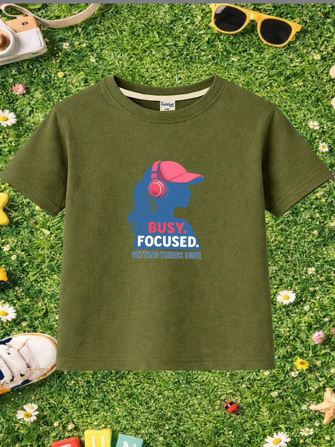 The Natkhat Tales Girls Printed Round Neck Cotton T-shirt