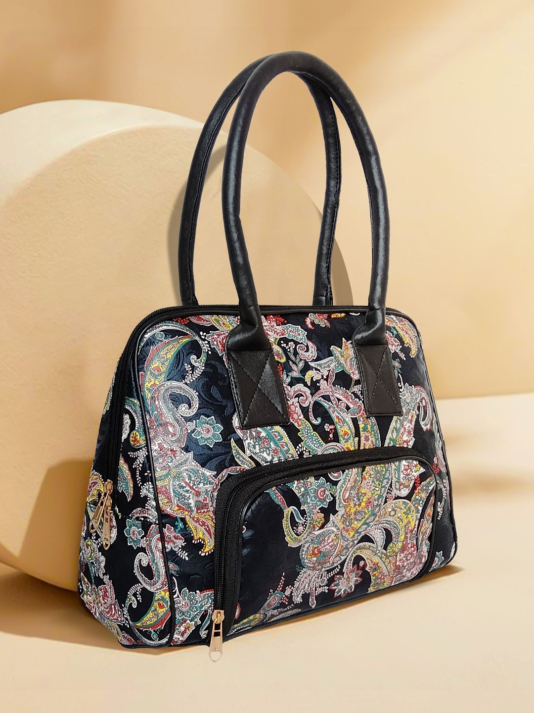 A2Z CREATIONS Ethnic Motifs Printed Leather Small Structured Handheld Bag