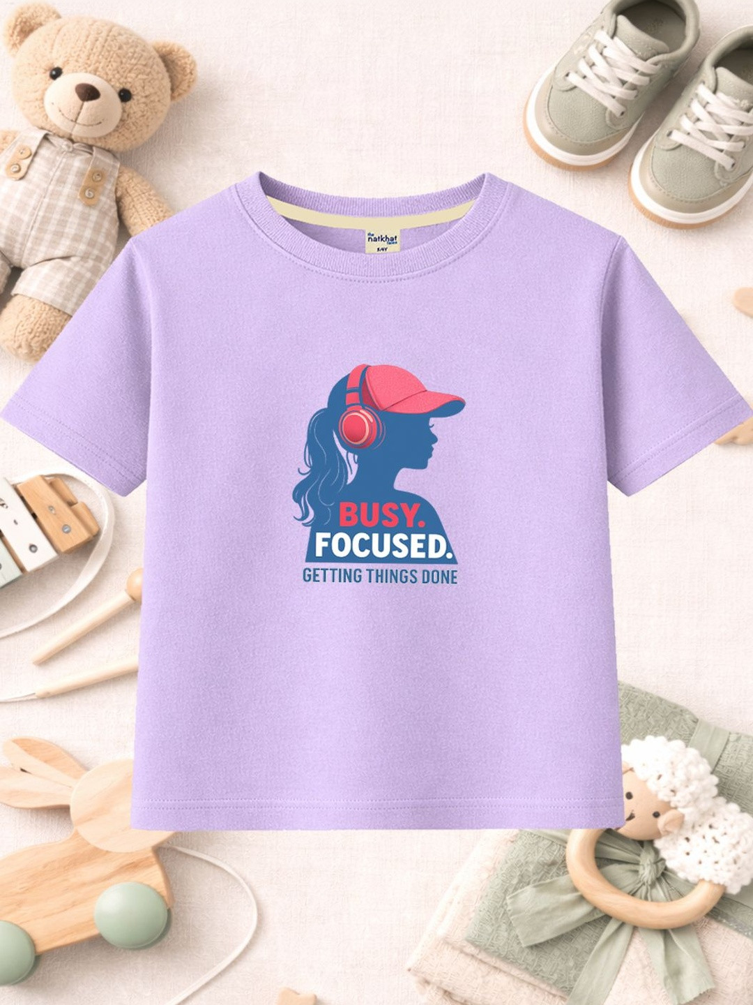 The Natkhat Tales Girls Purple Cotton Tshirts