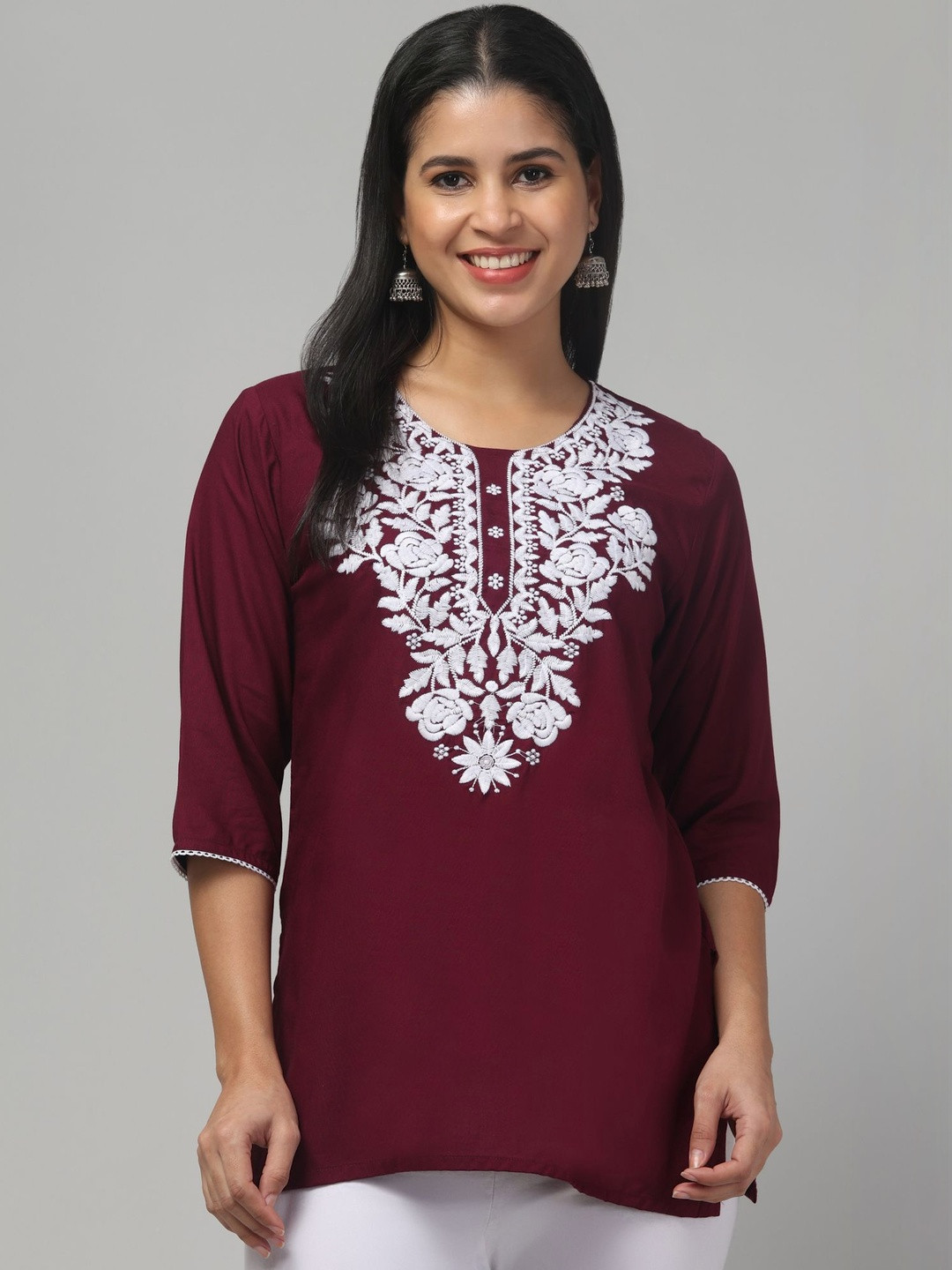 ILMA CREATION Embroidered Chikankari Chikankari Empire Kurti
