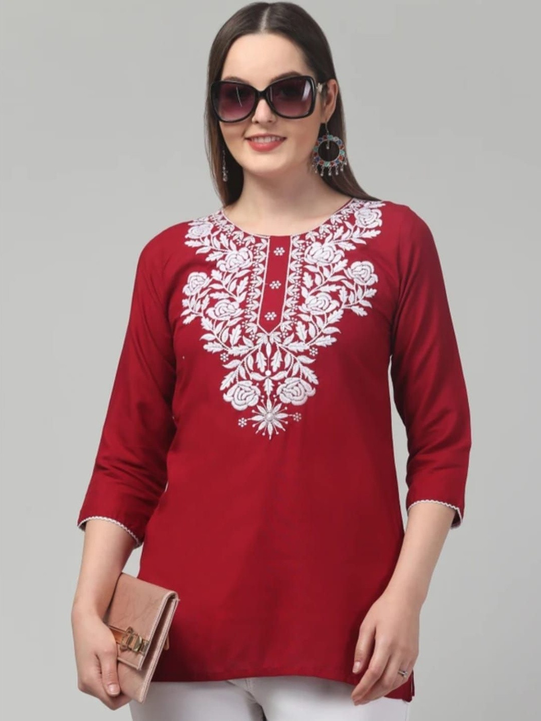 ILMA CREATION Embroidered Chikankari Chikankari Empire Kurti