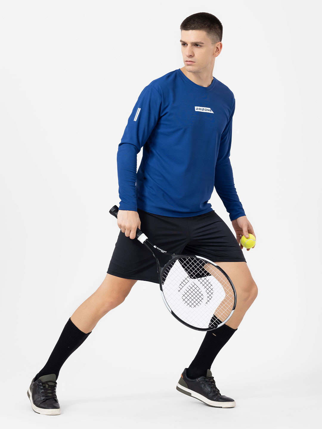 Drizone Solid Men Round Neck Blue Tshirts