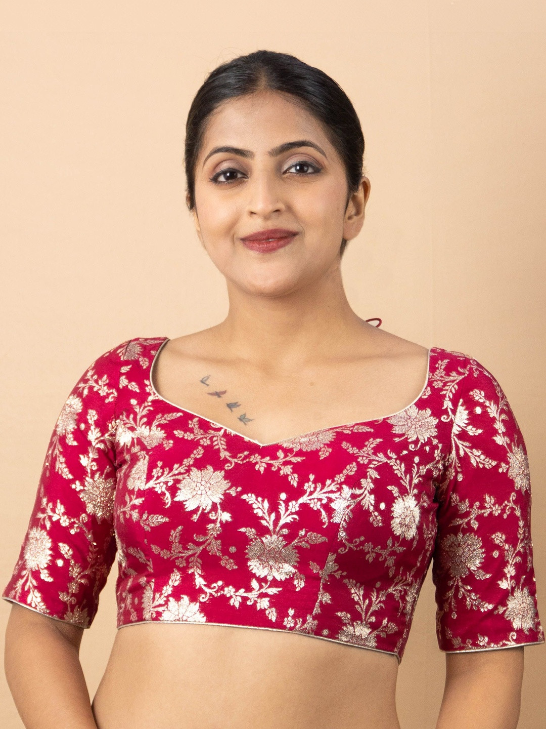 FIGURES DESIGNER Brocade Embroidered Brocade Saree Blouse