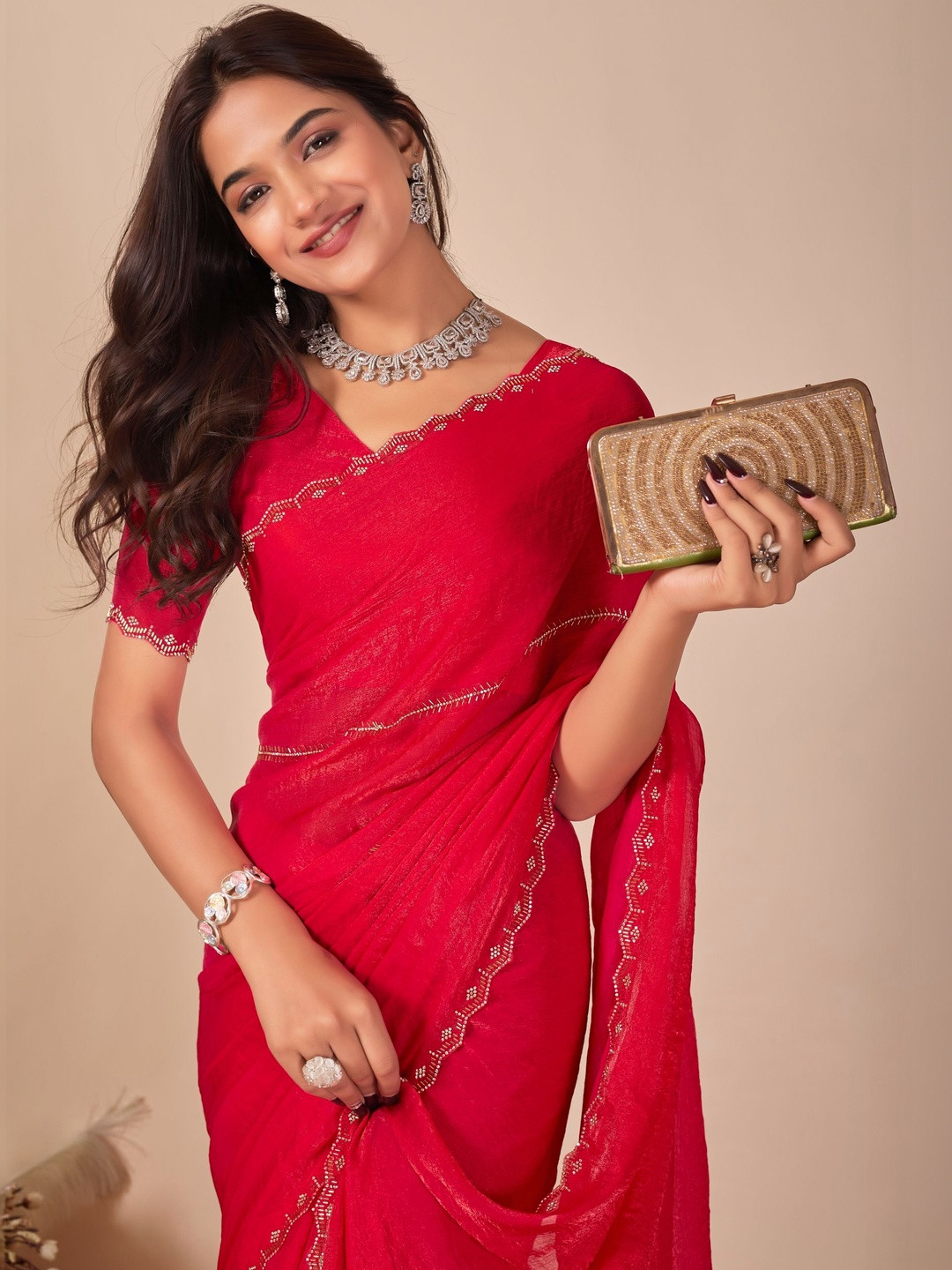 manokamna Poly Chiffon Saree