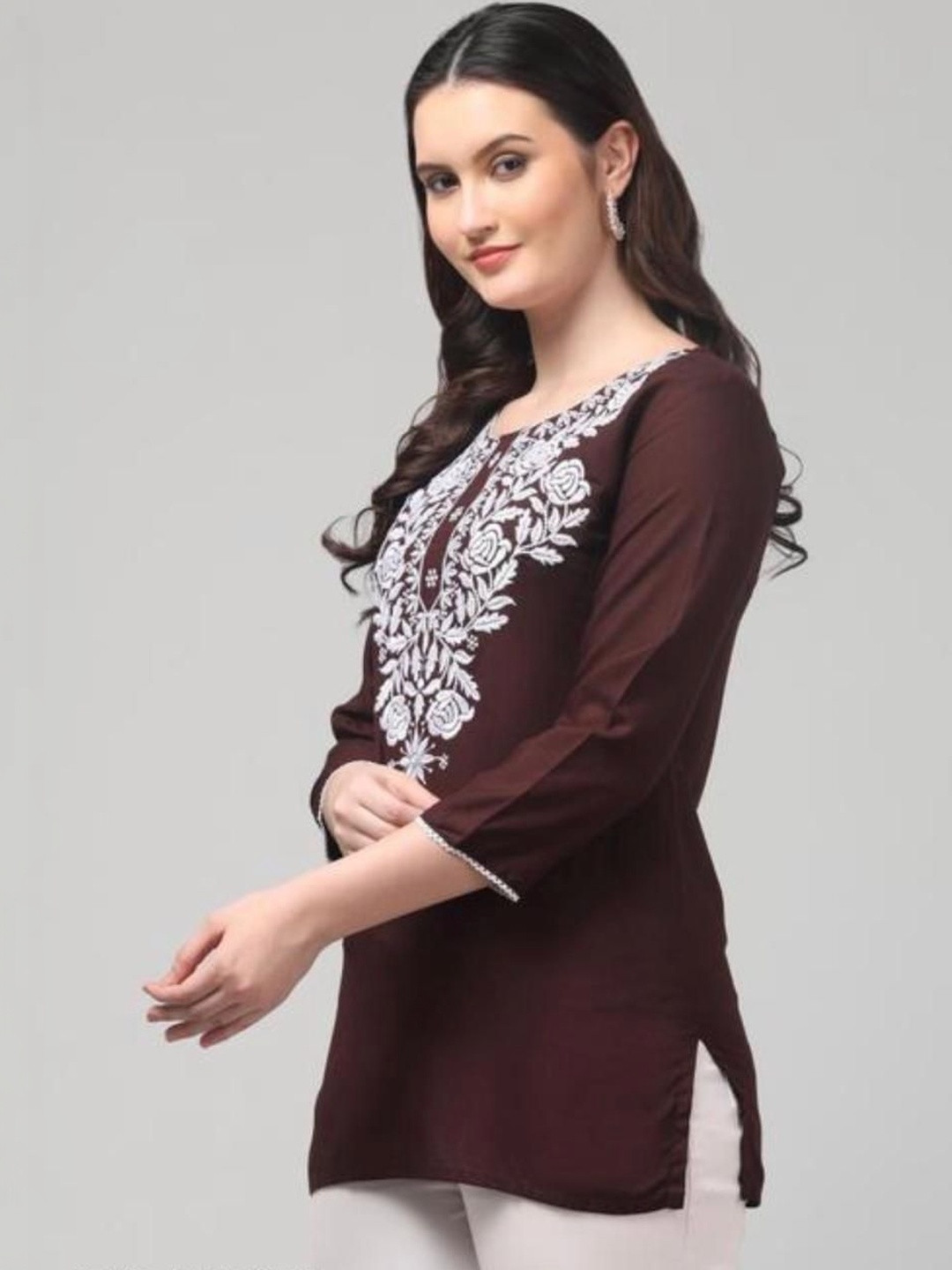 ILMA CREATION Embroidered Chikankari Chikankari Empire Kurti
