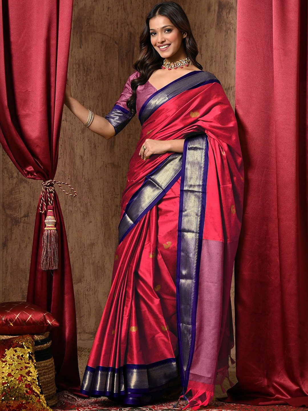 UMANTA Zari Silk Cotton Paithani Saree