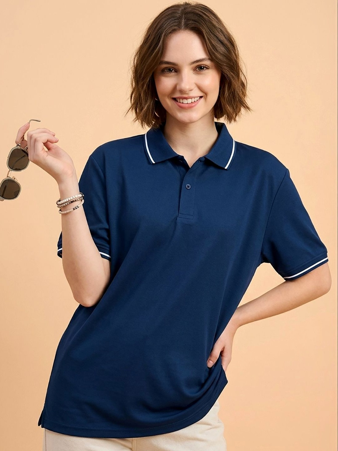 GENZA Women Polo Collar T-shirt