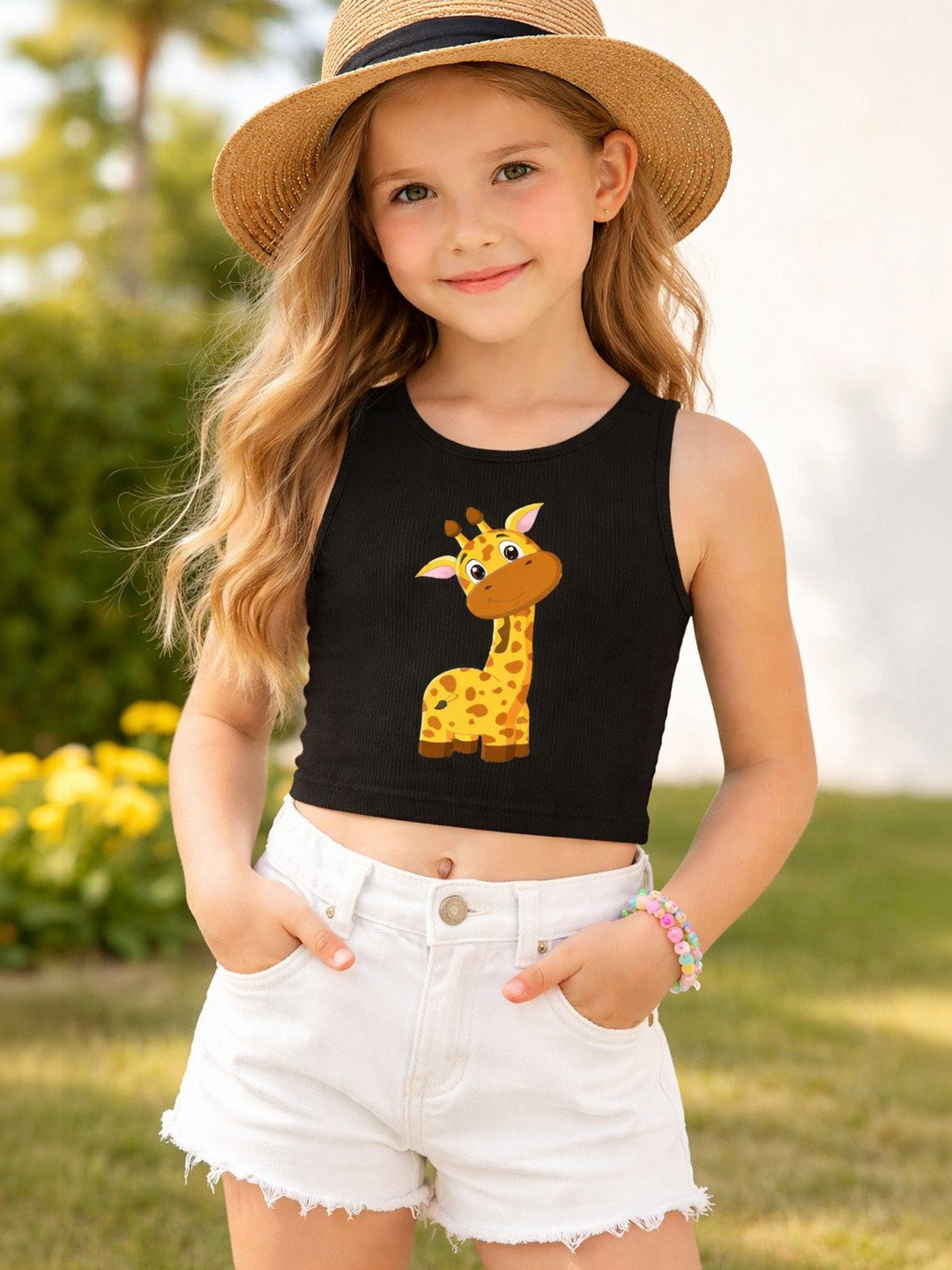 BAESD Kids Cartoon Print Crop Tops