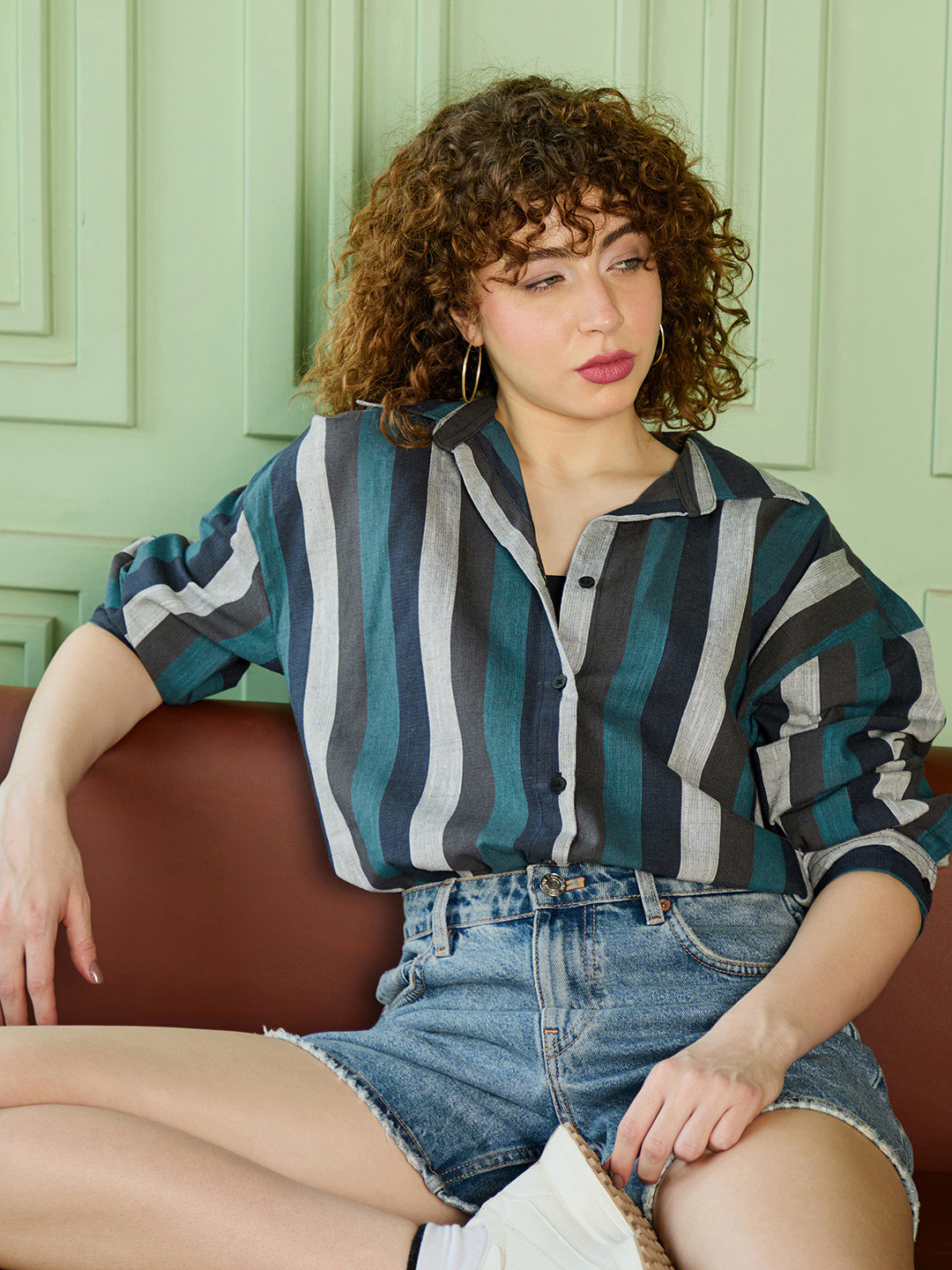 PINACOLADA Women Relaxed Striped Casual Shirt