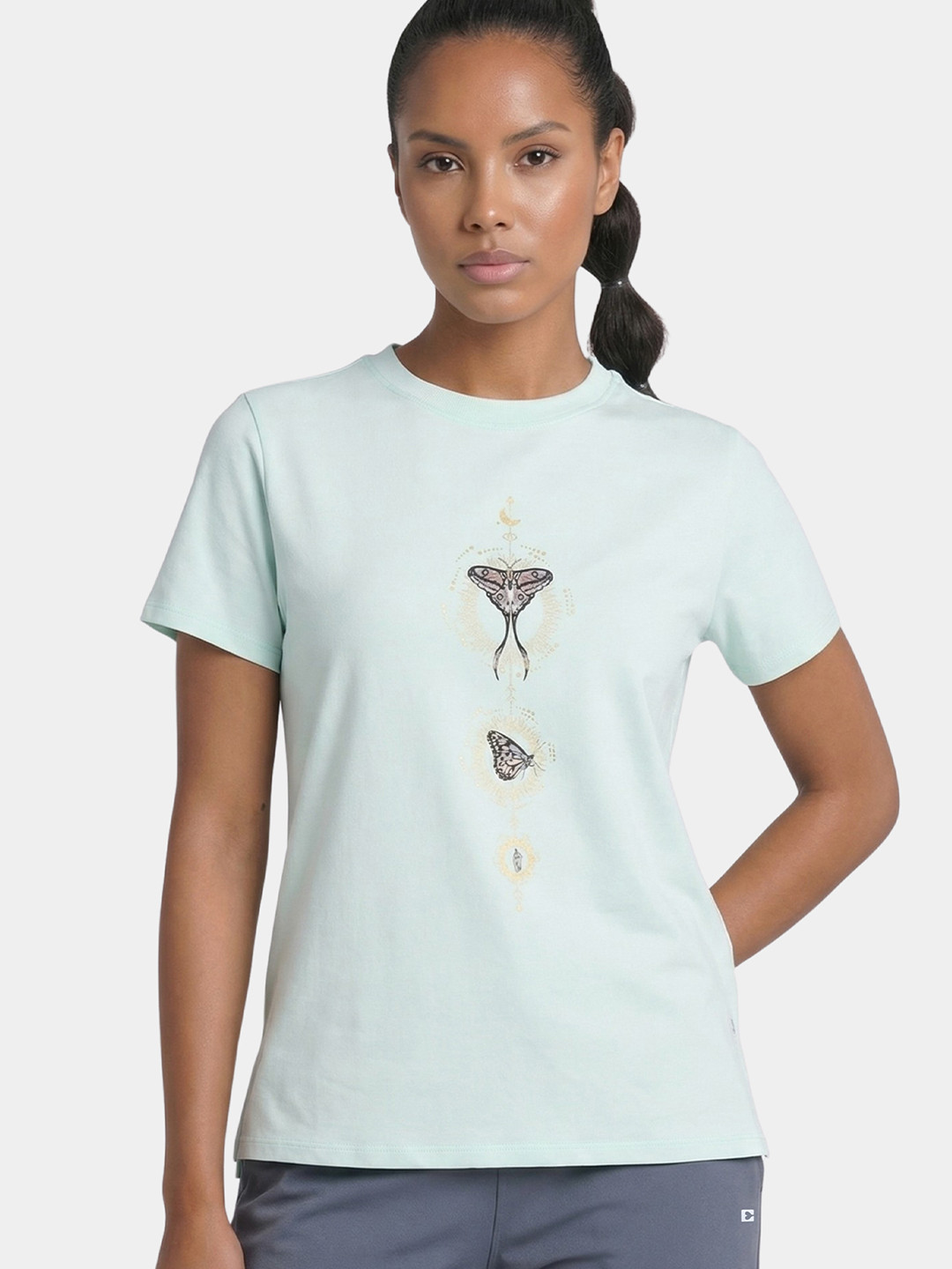 Enamor Short Sleeve Crew Neck Cotton T-Shirt Regular Length Relaxed Fit Super Soft A301