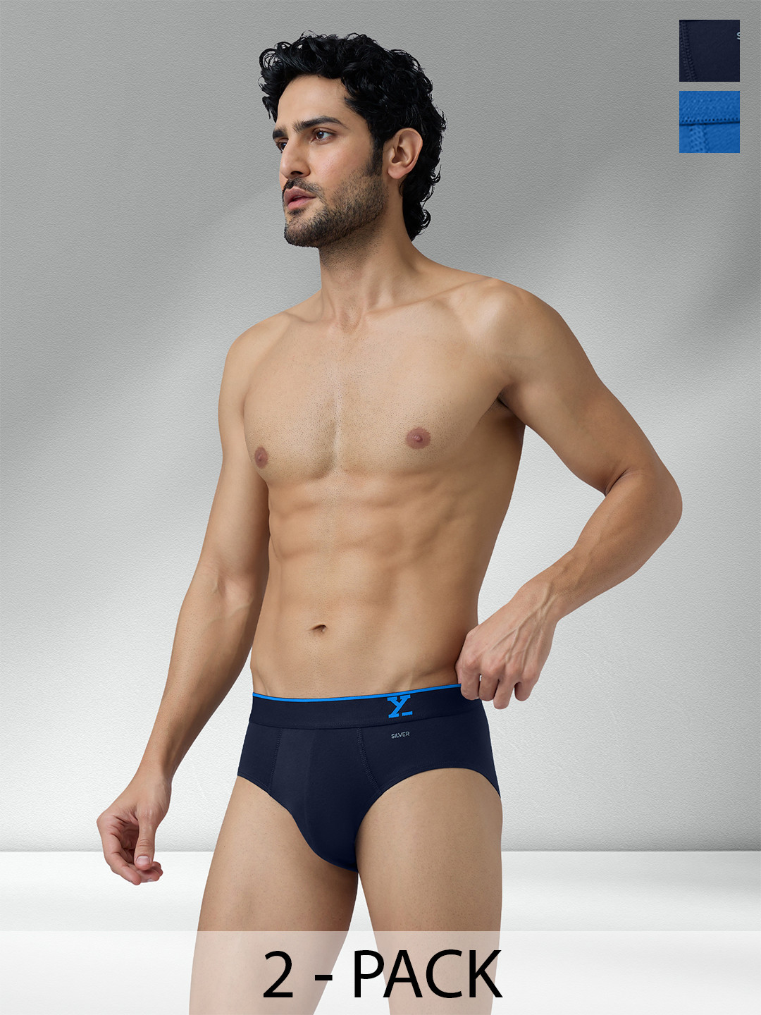 XYXX Men Pack Of 2 Traq Silver Cotton Trunk Briefs
