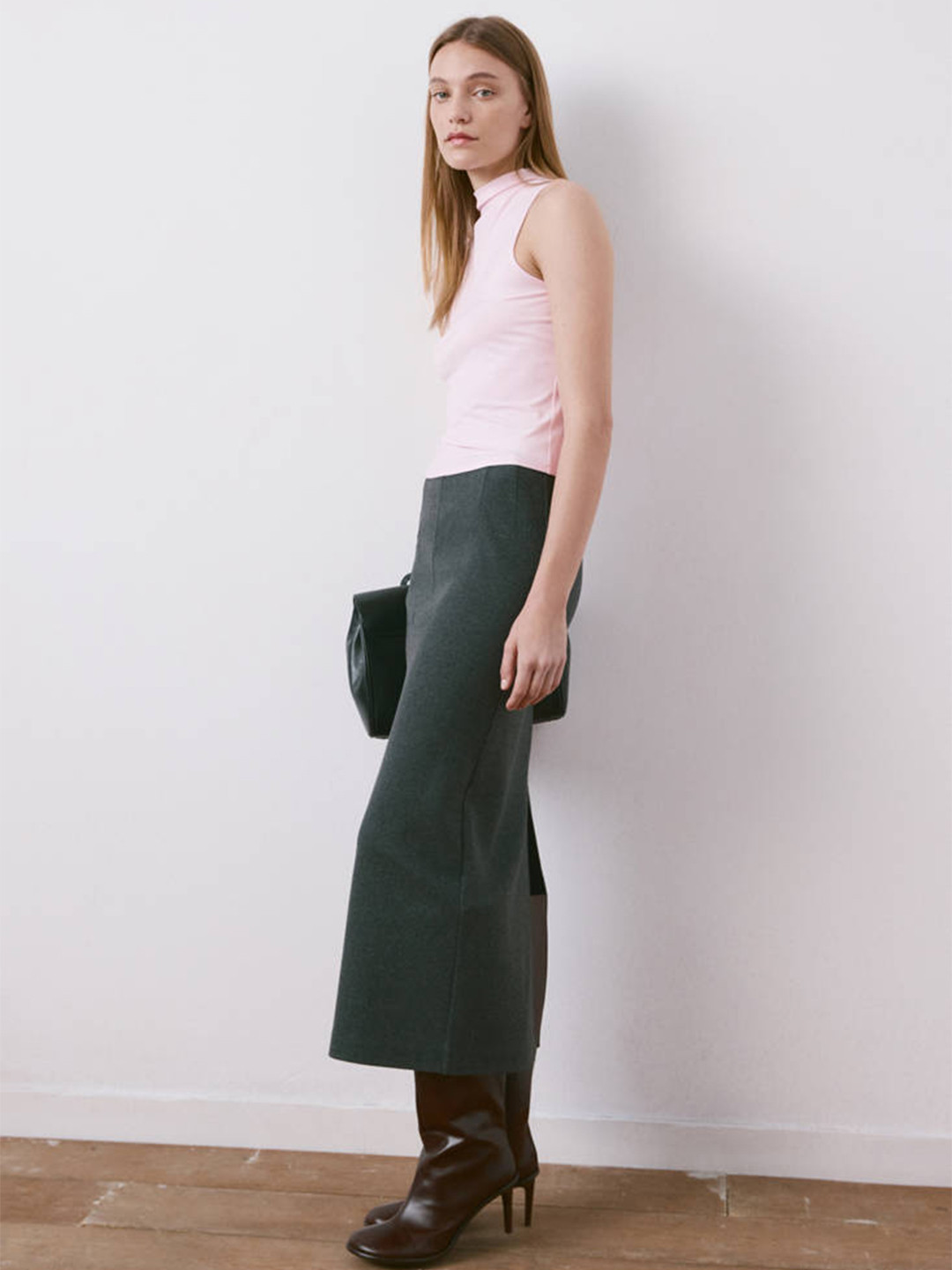 MANGO Gathers High Neck Fitted Top
