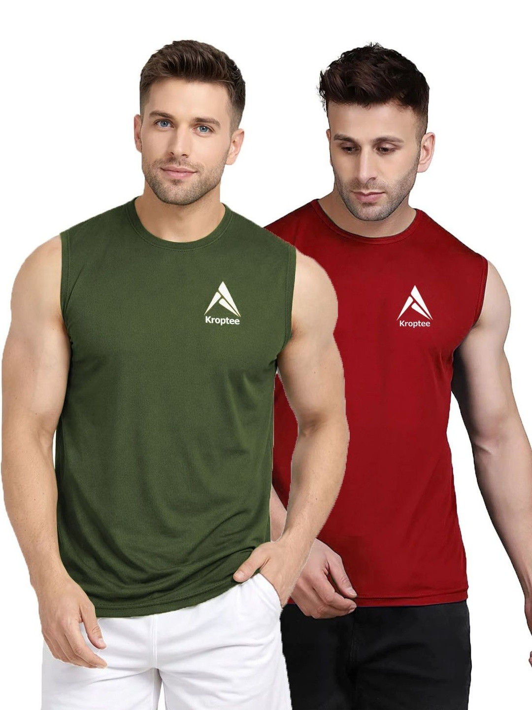 Kroptee Pack of 2 Cotton Blend Gym Vest
